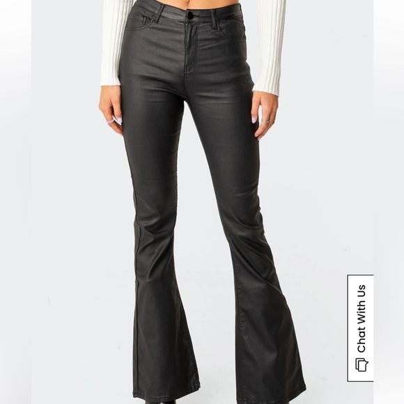 NWT Edikted Luna Faux Leather Flare Jeans - Picture 4 of 5